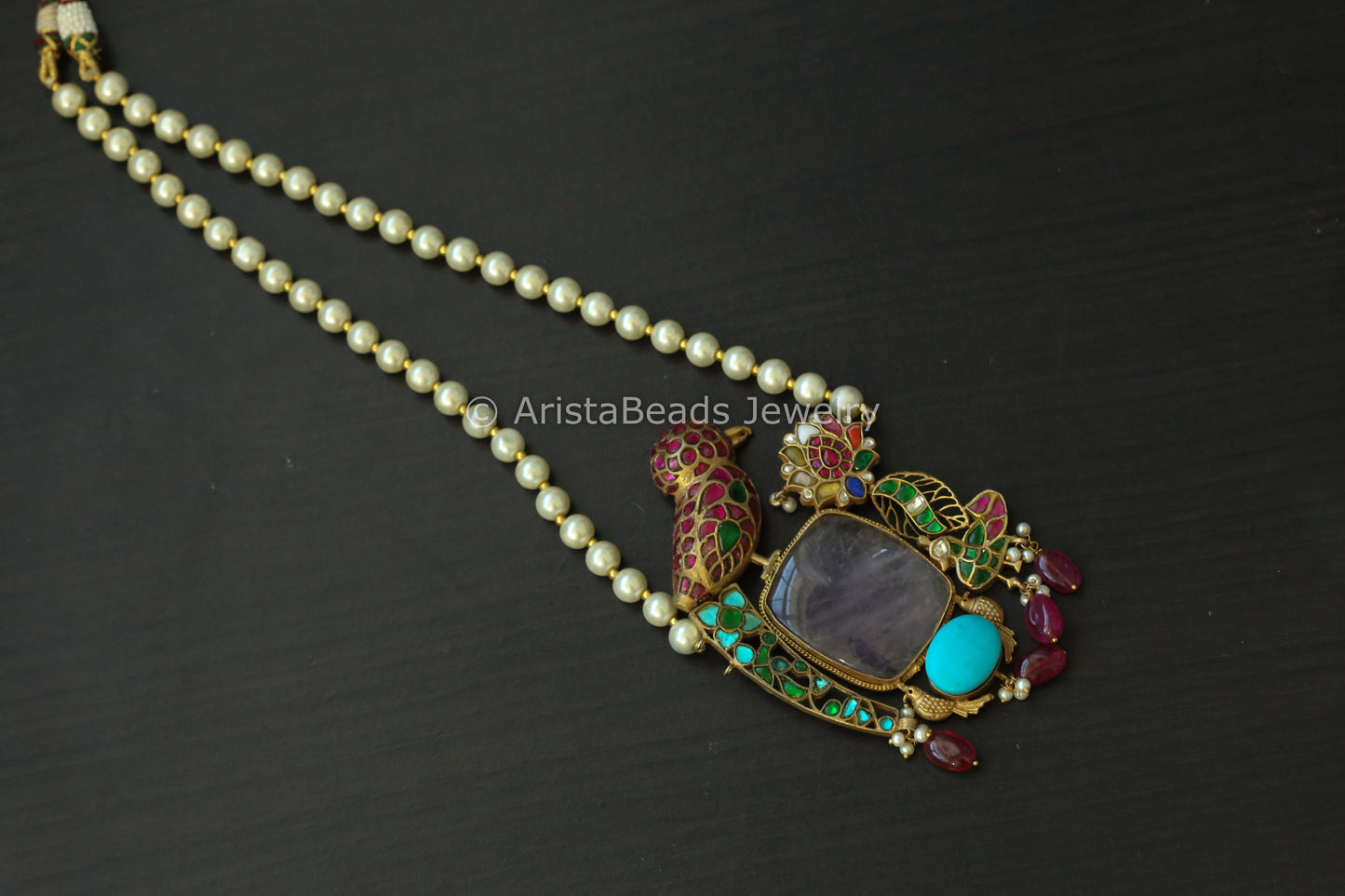 Jadau Kundan Fusion Necklace - Amethyst