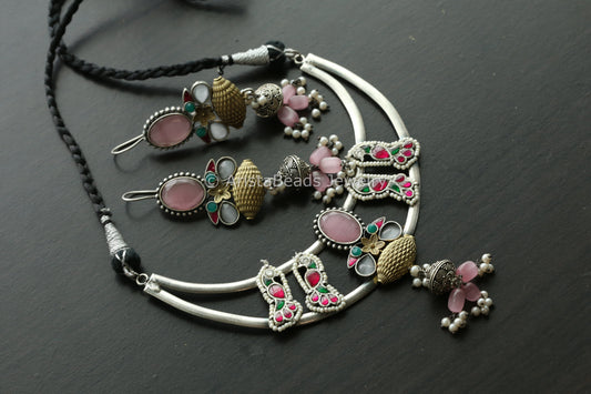 Kundan Hasli Necklace - Pink