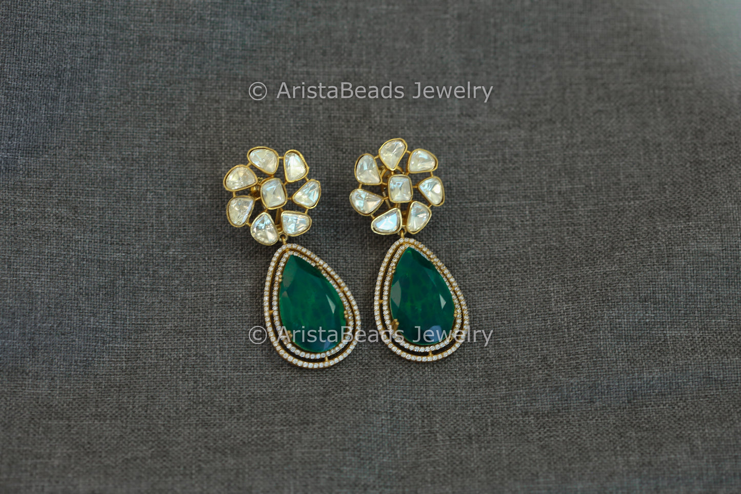 Real Moissanite & Green Doublet Earrings