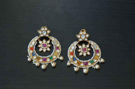 Premium Quality Jadau Kundan Chandbaali