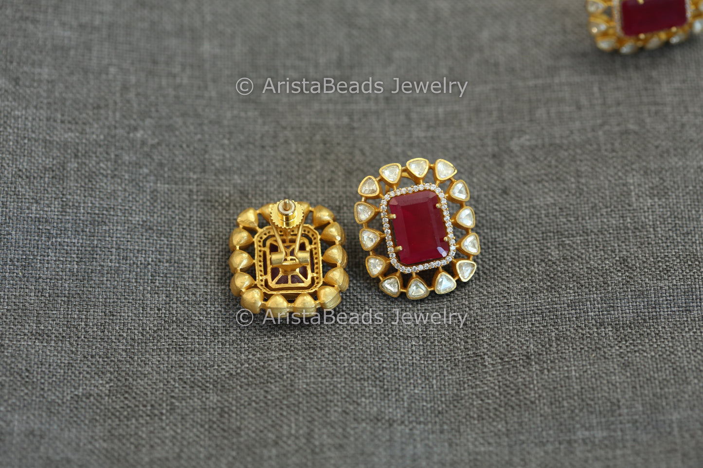 Real Moissanite & Doublet Studs - Red