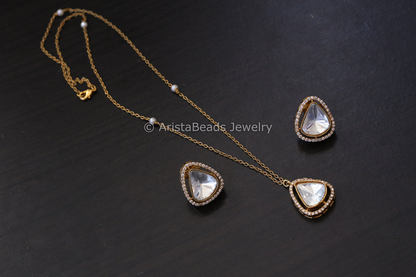 Premium Moissanite Look Polki Kundan Set