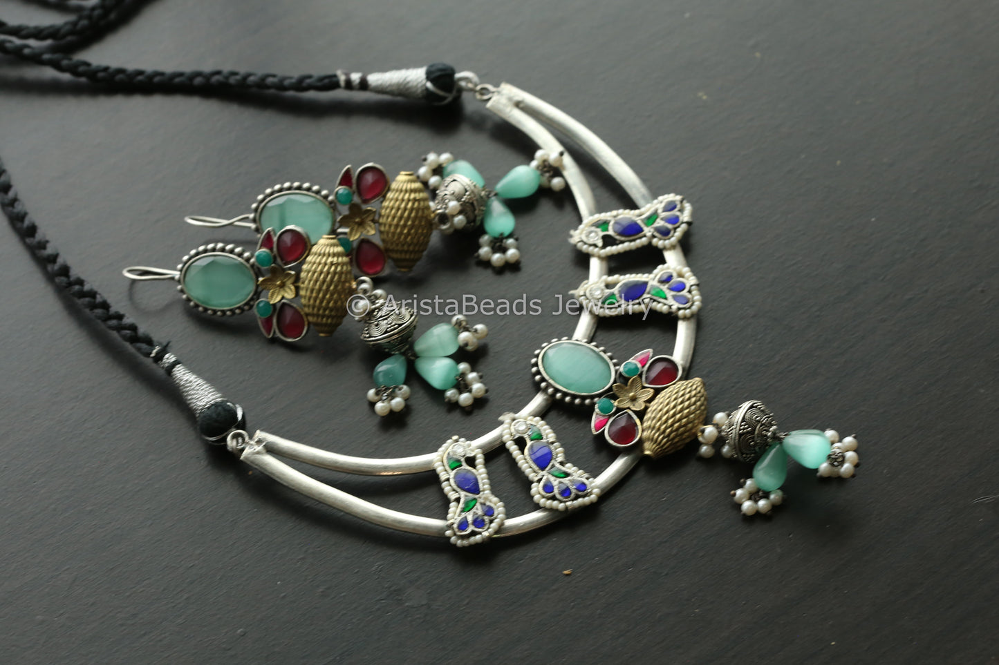 Kundan Hasli Necklace - Mint