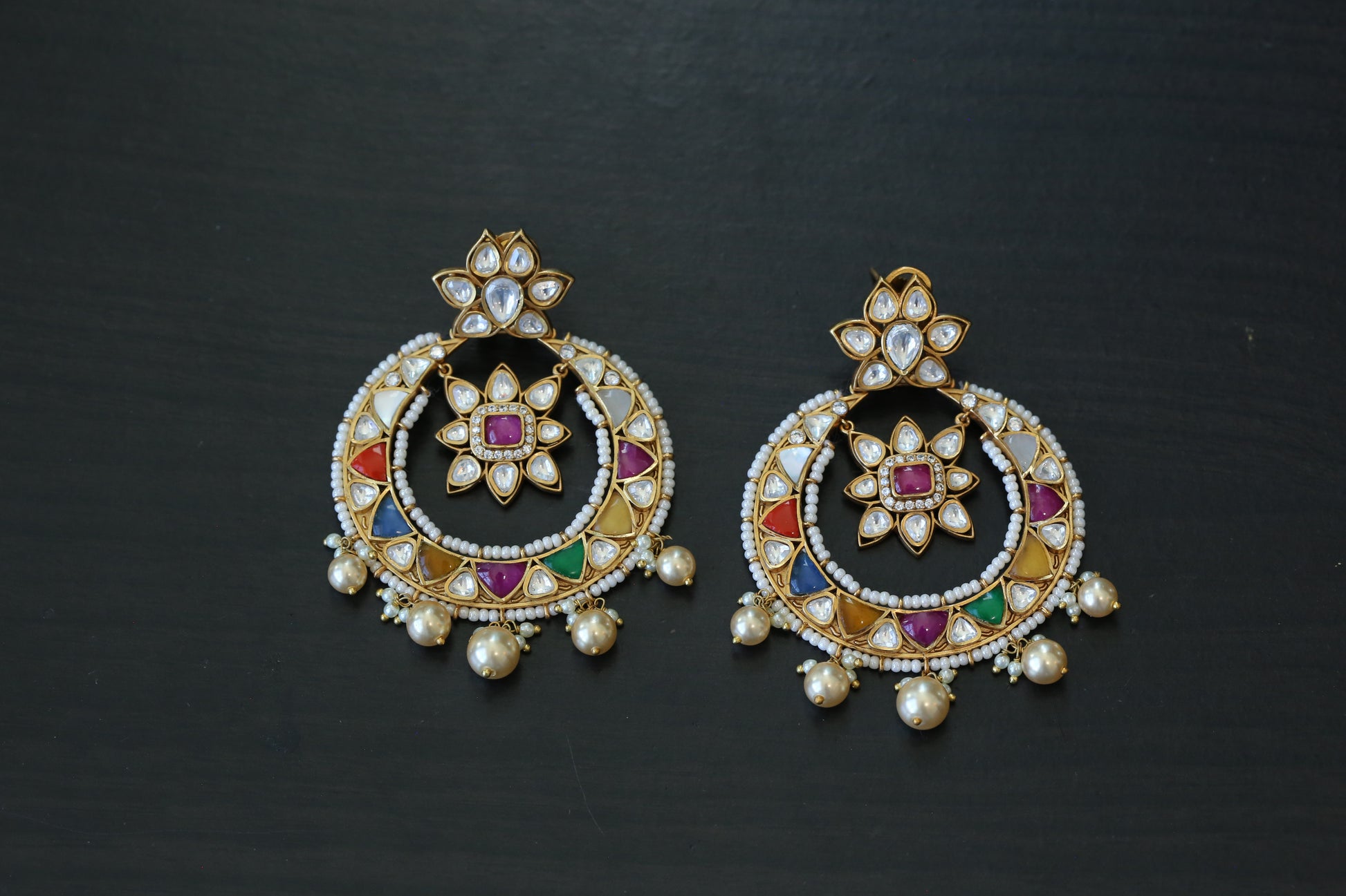 Premium Quality Jadau Kundan Chandbaali