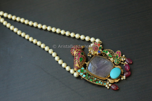 Jadau Kundan Fusion Necklace - Amethyst