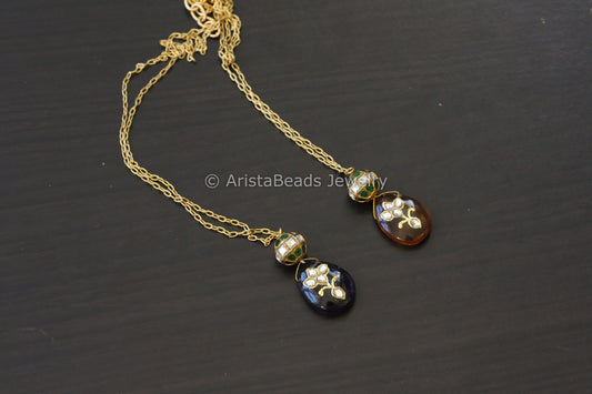 Dainty Jadau Kundan Necklace -Green Jadau Ball