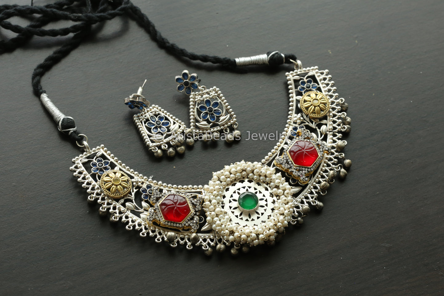 Kundan Fusion Necklace Set - Style 1