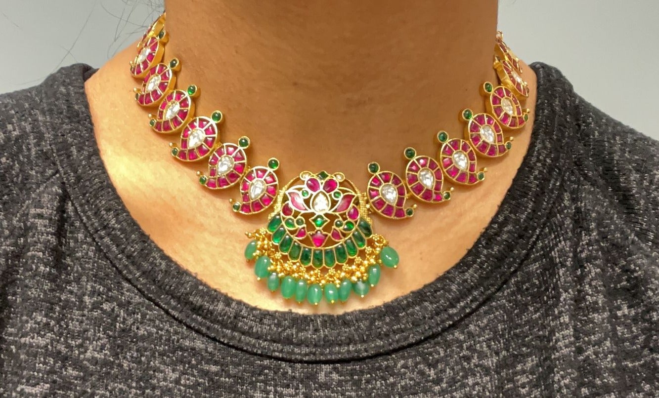 Next To Real Jadau Kundan Mango Necklace