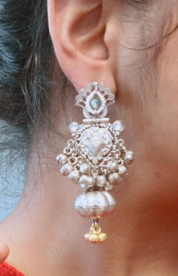 Cute Dual Tone 925 Silver Polish Earrings - Mint