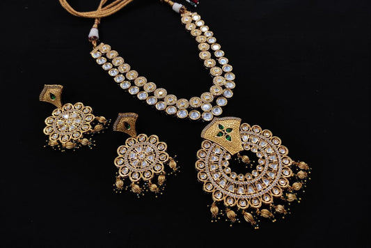 Premium Moissanite Look  Polki Necklace Set