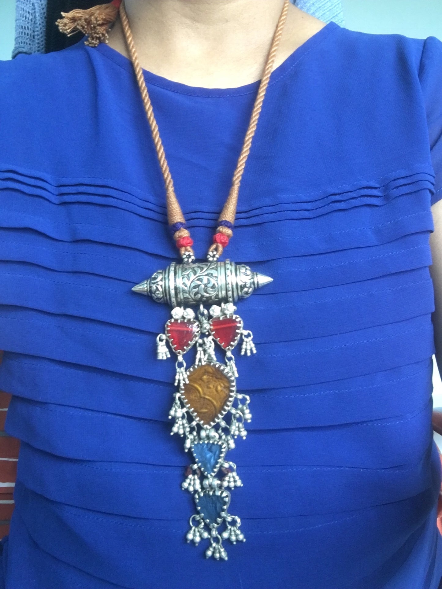 925 Sterling Silver Vintage Glass Necklace
