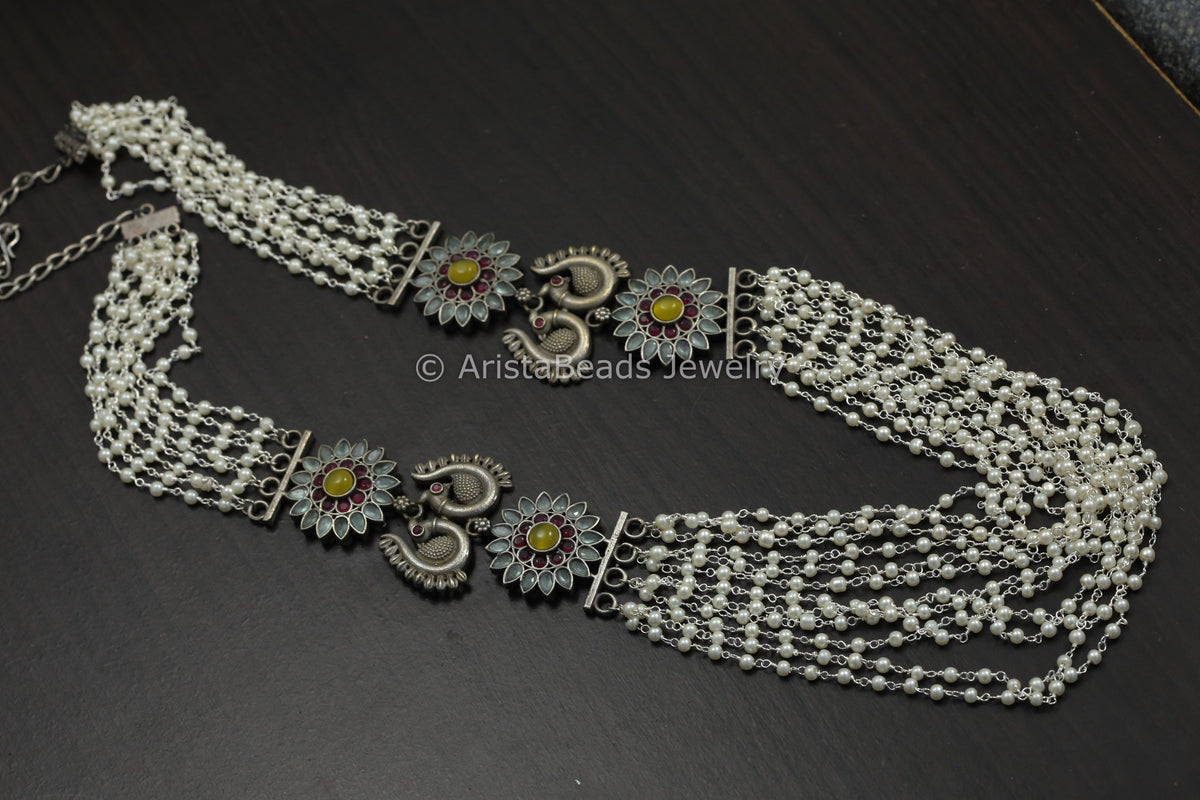 Multistrand Pearl Mala Necklace - Mint Yellow