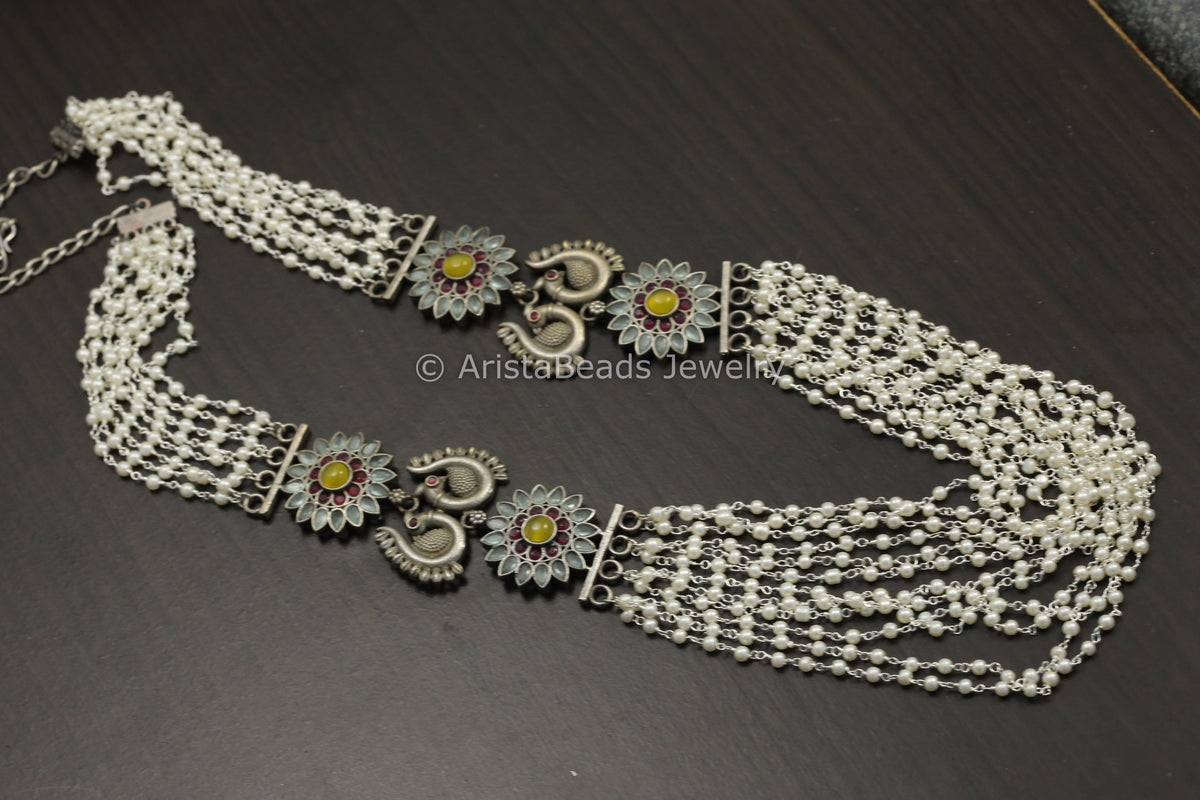 Multistrand Pearl Mala Necklace - Mint Yellow