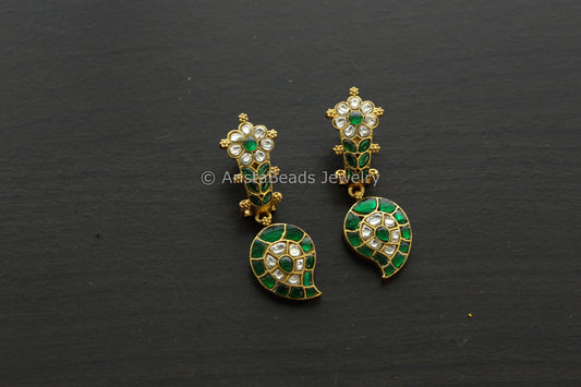 Jadau Kundan Mango Paisley Earrings