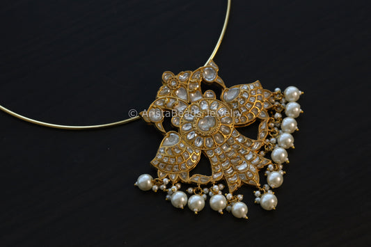 Silver Replica Clear Jadau Pendant Necklace