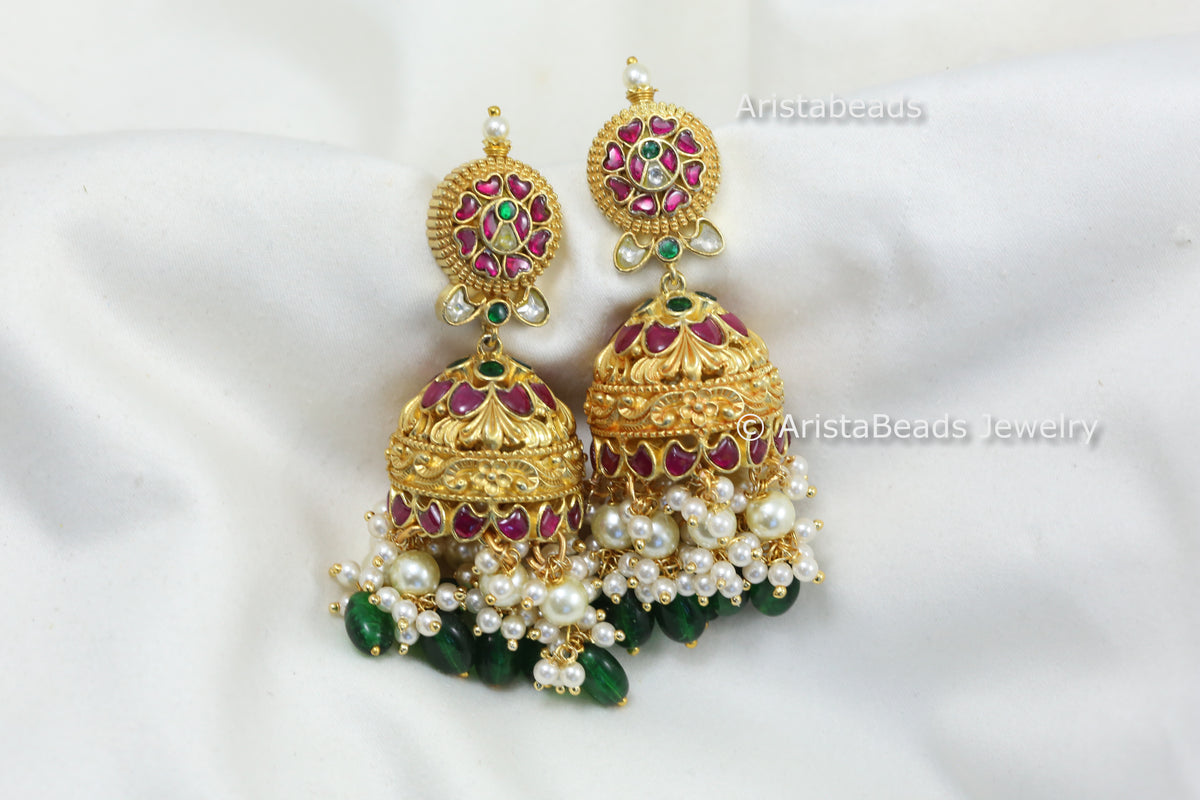 Nakshi Jadau Kemp Kundan Jhumka