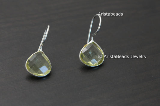Natural Faceted Lemon Topaz Sterling Silver Earrings