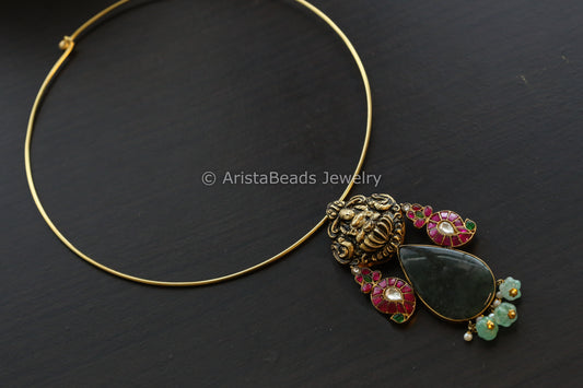 Silver Replica Quartz Jadau Hasli Necklace