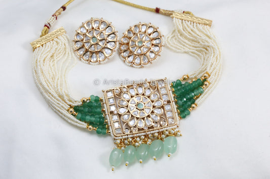 Uncut Kundan Choker Set - Green