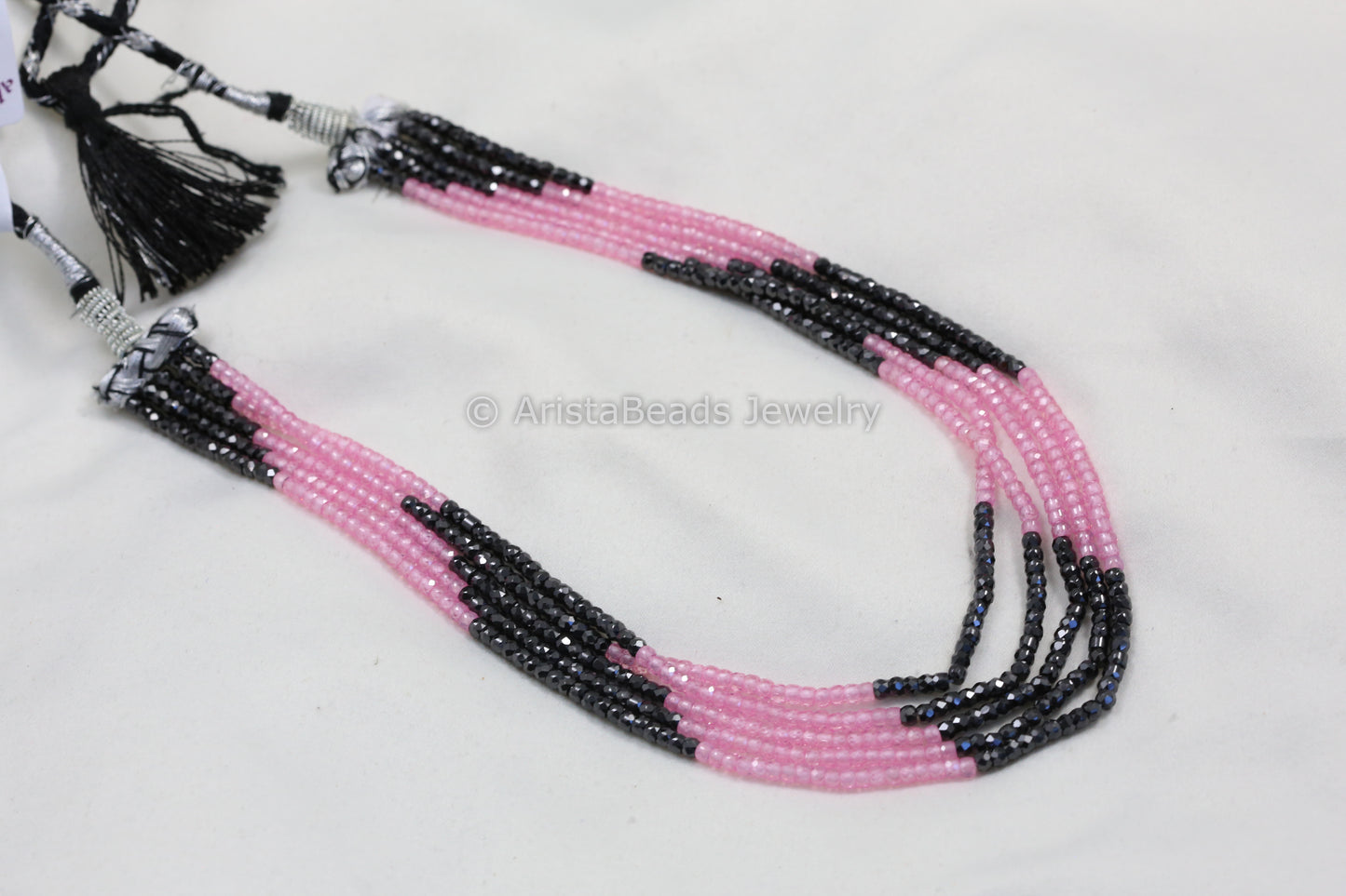 5 Strand Hydro Bead Necklace - Pink Black
