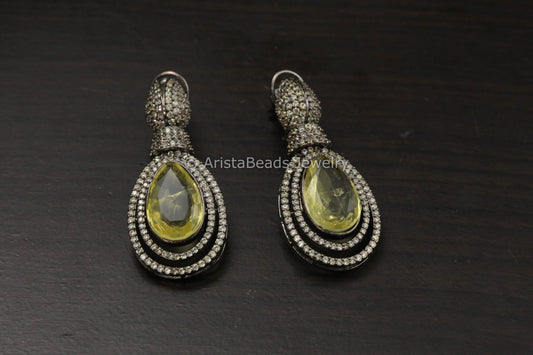 Victorian CZ & Doublet Earrings - Yellow