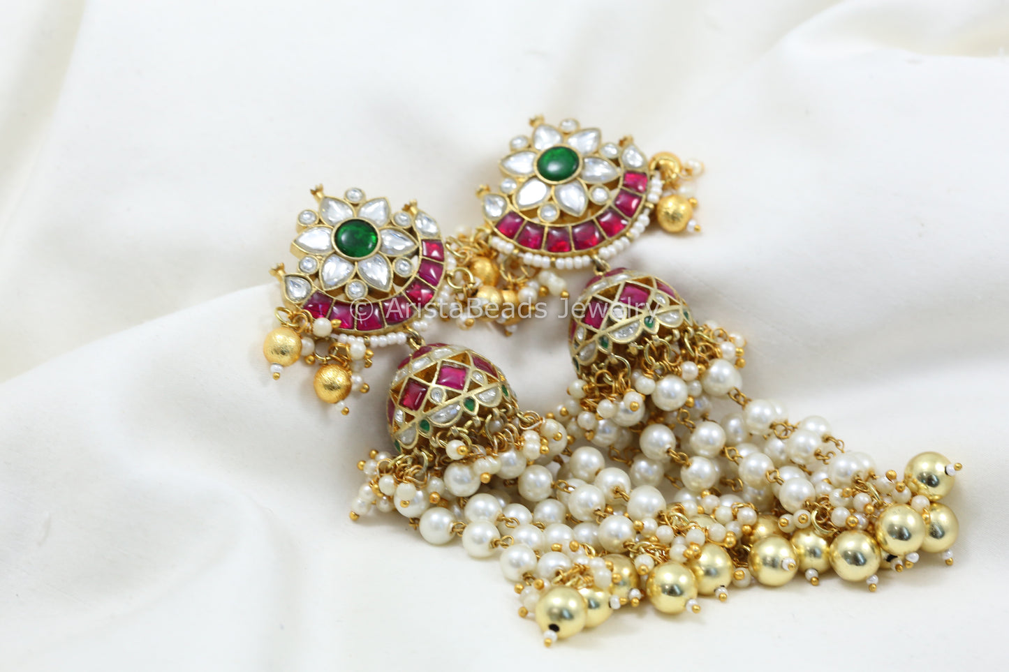 Multicolor Jadau Kundan Tassel Jhumka