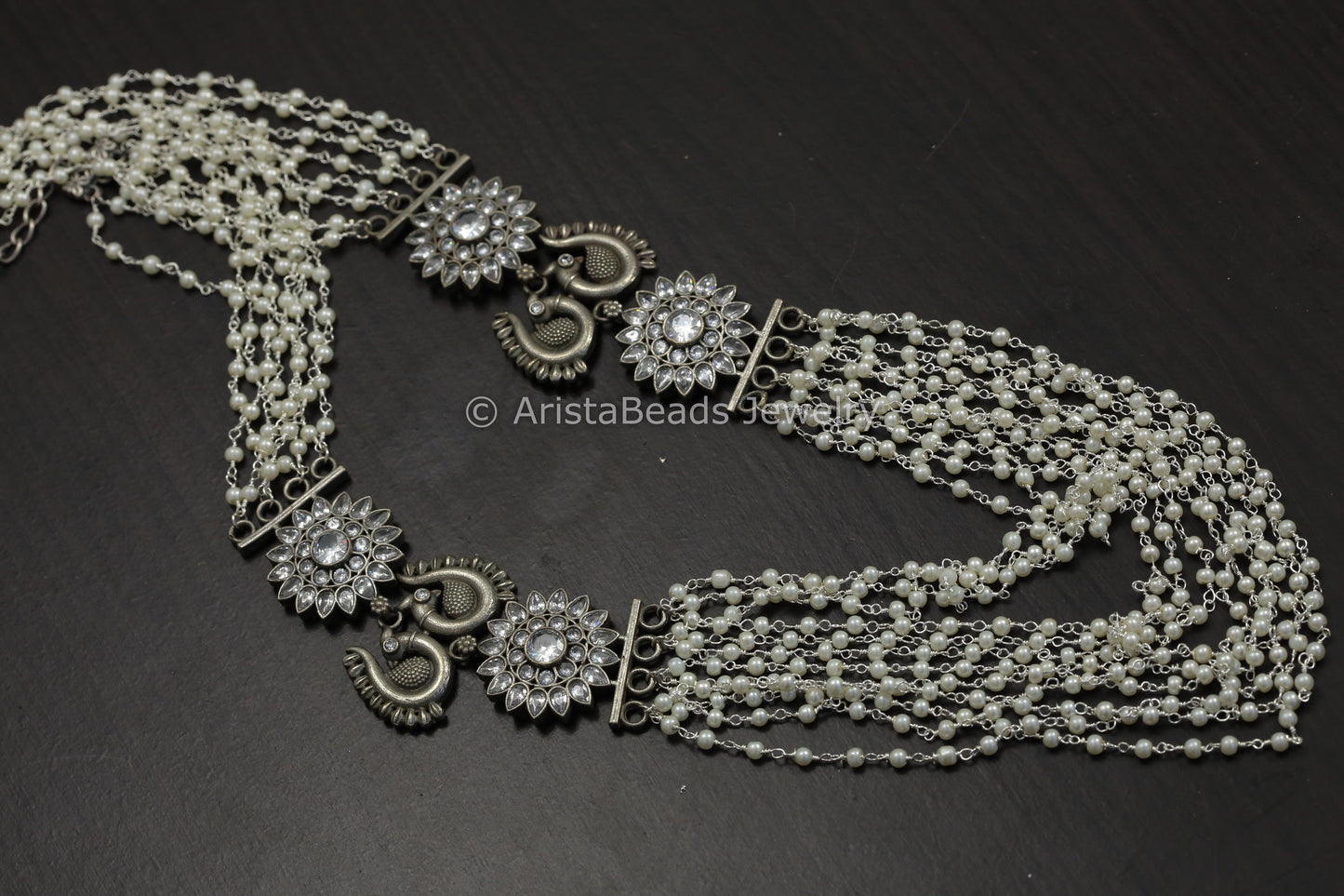 Multistrand Pearl Mala Necklace - Clear