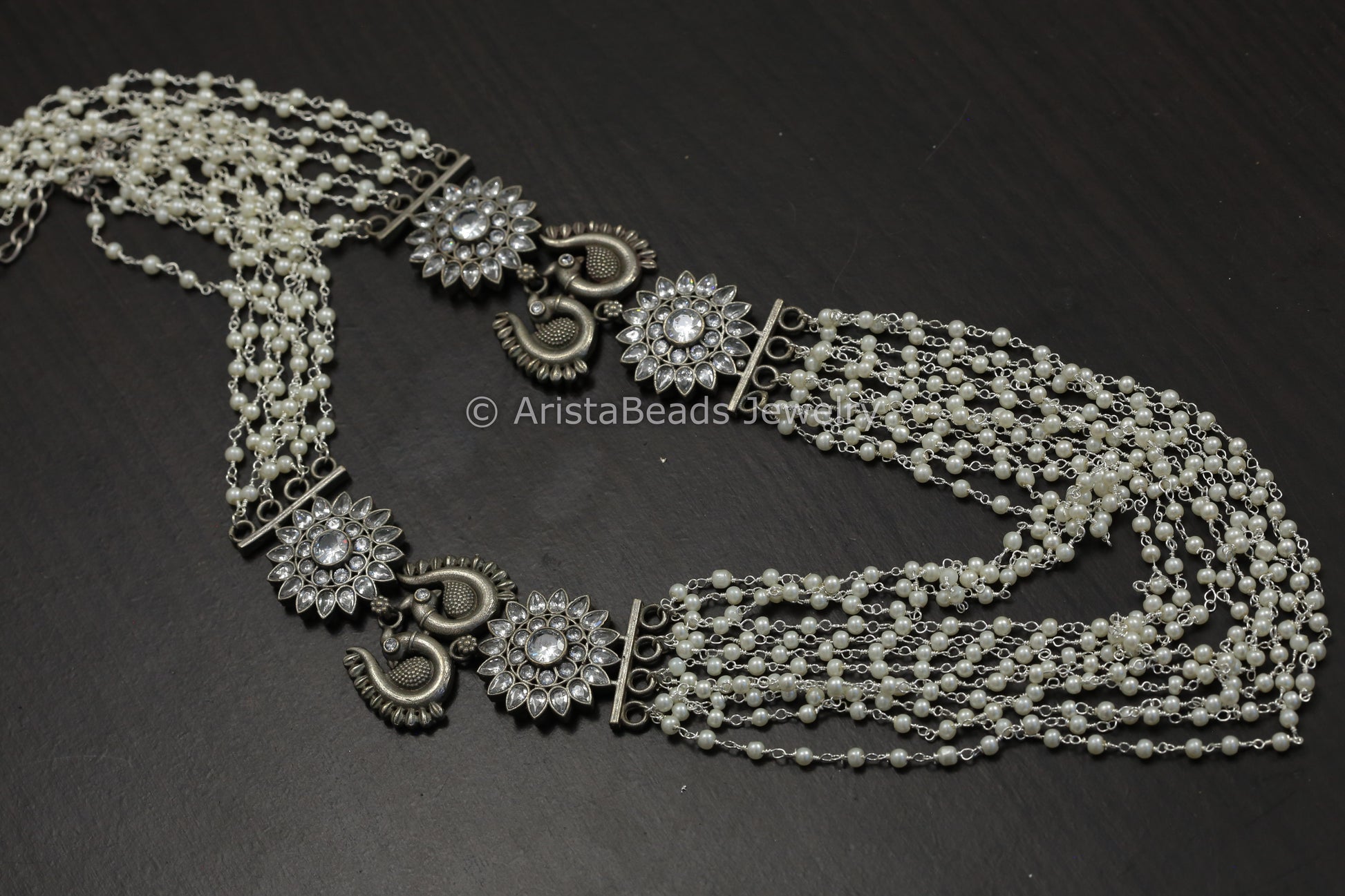 Multistrand Pearl Mala Necklace - Clear