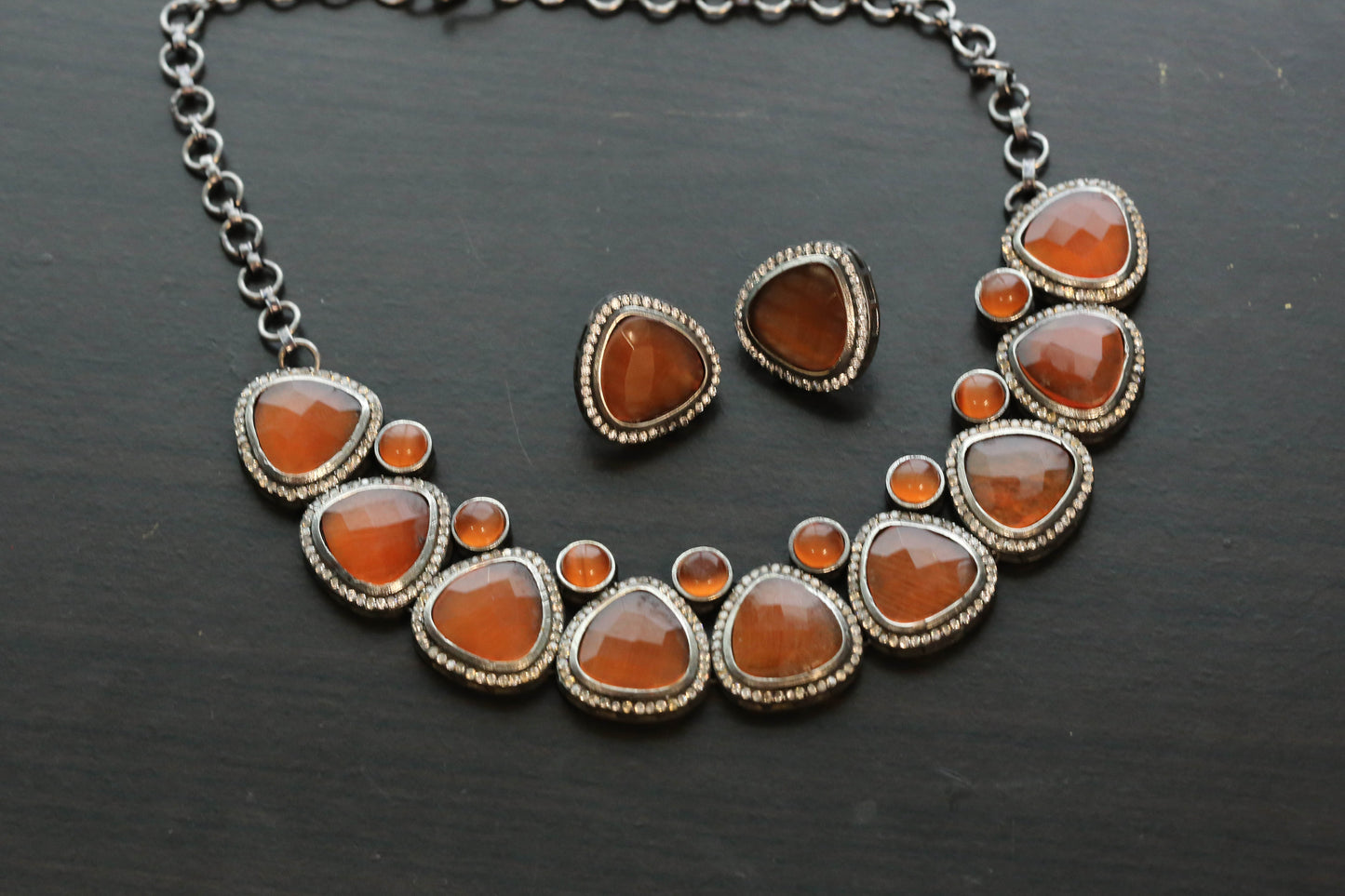 Orange Quartz Necklace Set