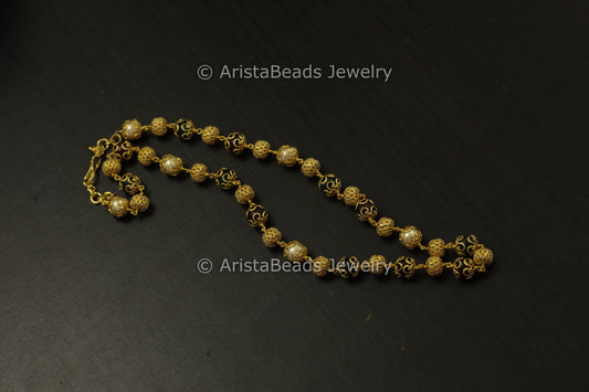 Single Strand Pearls & Agate Beaded Mala