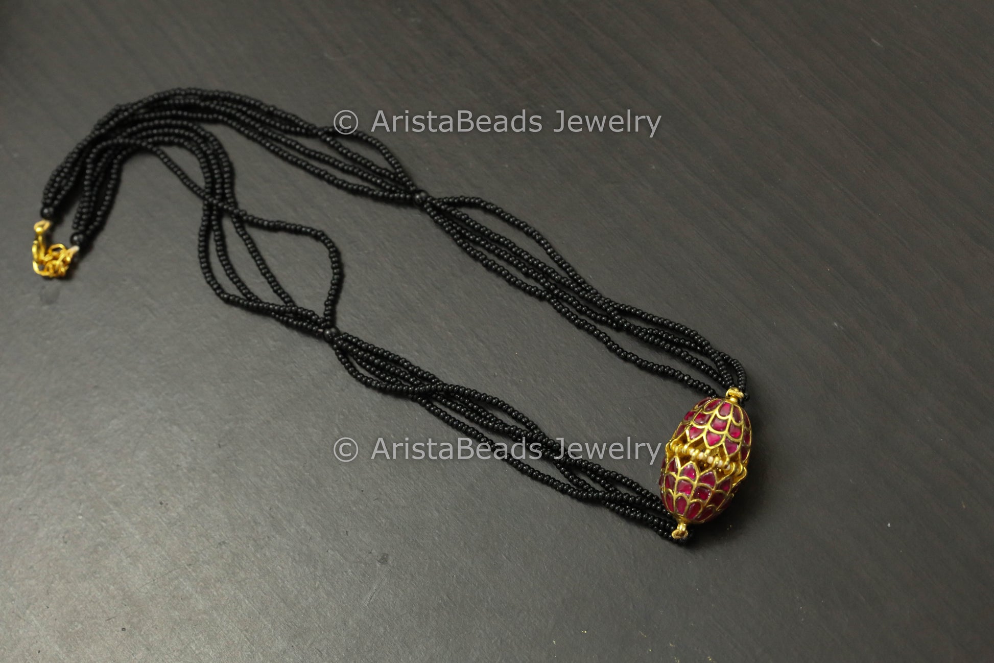 Multi Strand Jadau Pendant Necklace