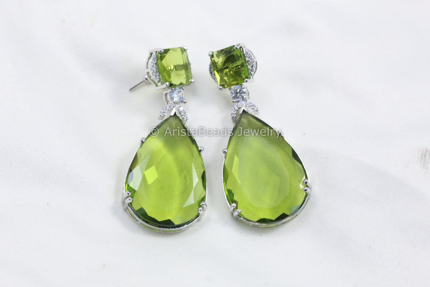 Peridot Hydro & CZ Earrings