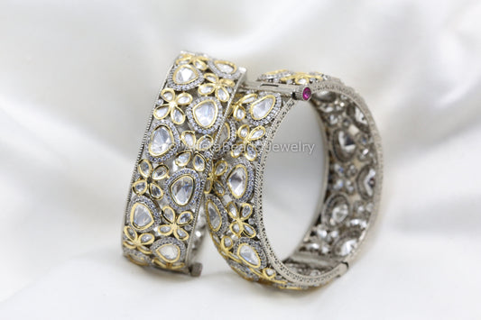 Moissanite Look Uncut Kundan Polki Bangle Set