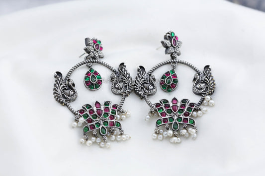 Silver Look Alike Chandbaali - Multi