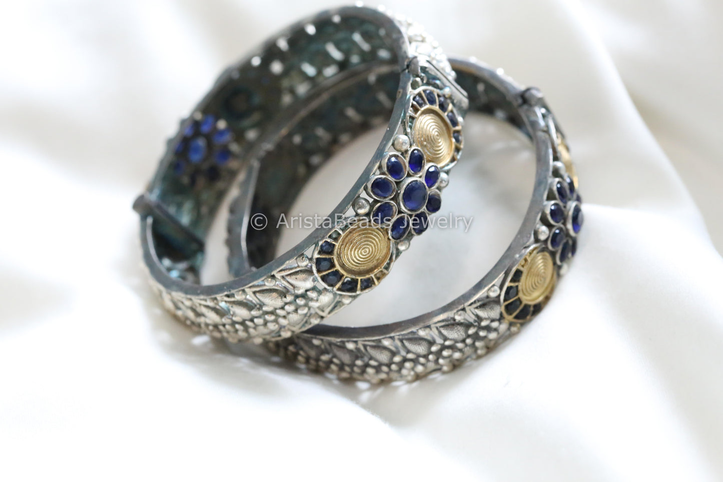 Silver Replica Bangle (Openable) - Blue