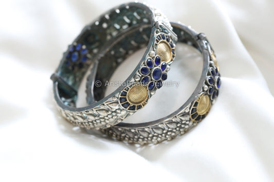 Silver Replica Bangle (Openable) - Blue
