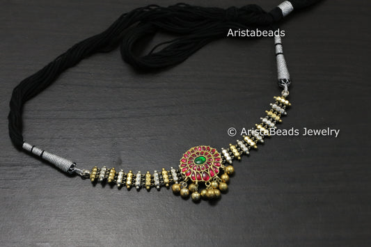 925 Sterling Silver Jadau Kundan Necklace - Ruby