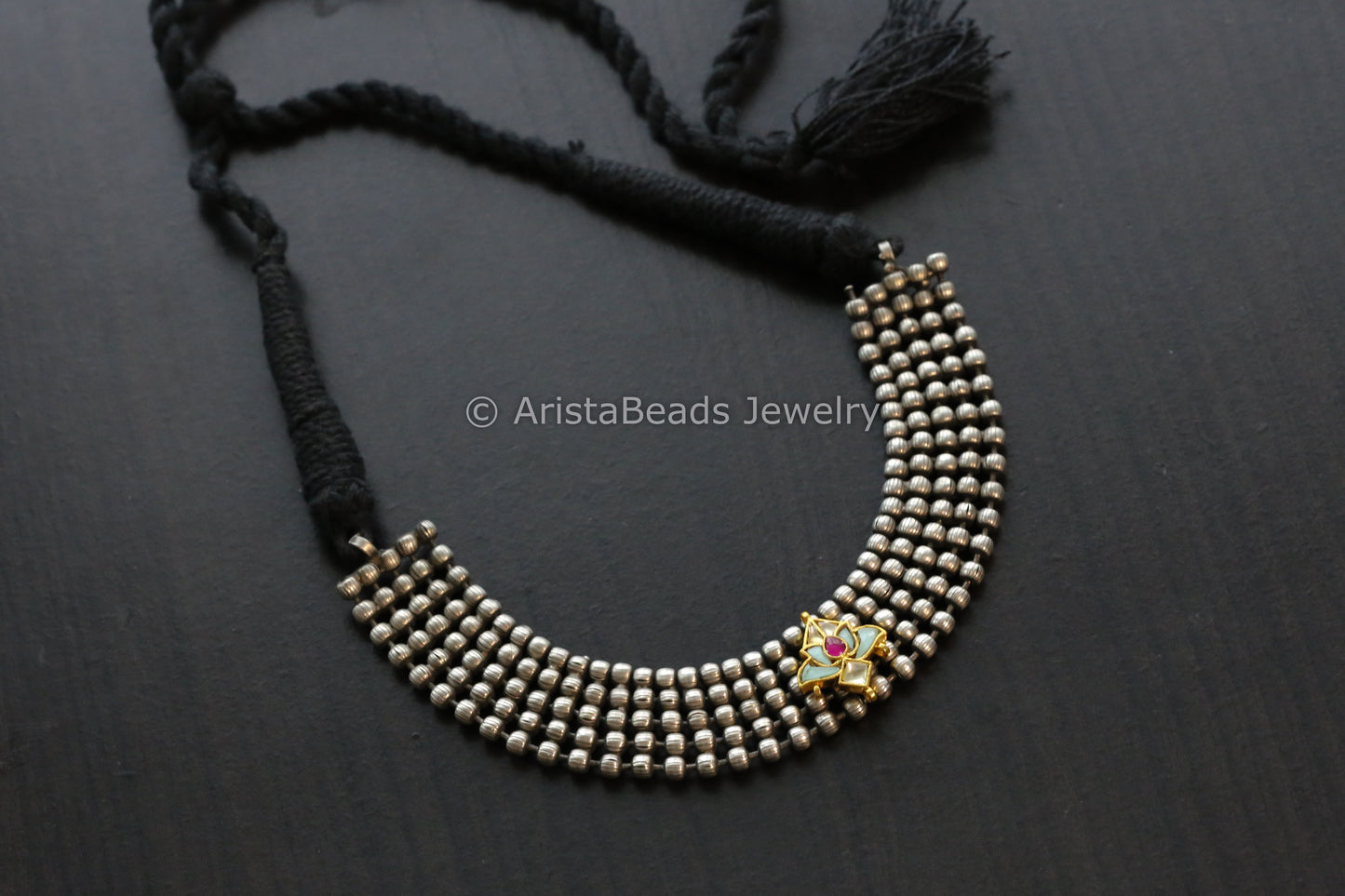 Oxidized Necklace Mint Pachi Motif