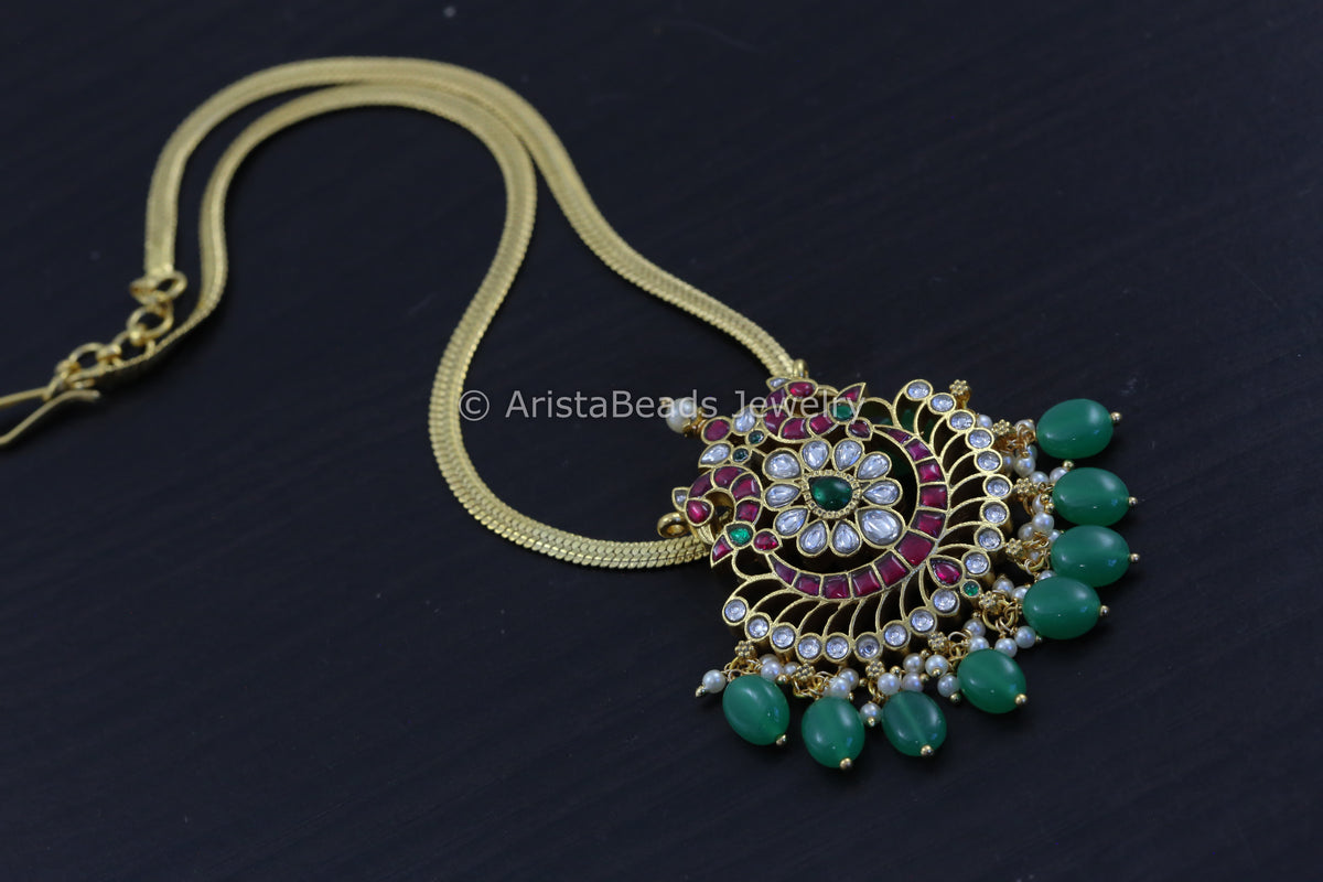 Multicolor Jadau Kundan Pendant Chain