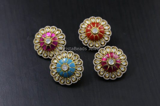 Extra Large Premium Quality Kundan, CZ & Polki Studs