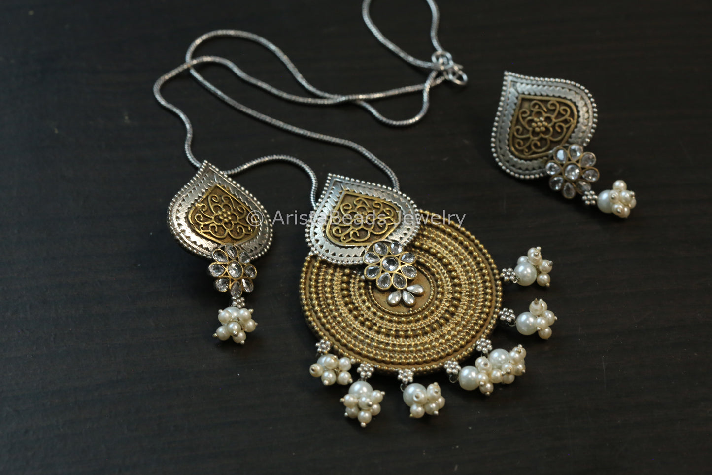 Dual Tone Necklace Set - Clear