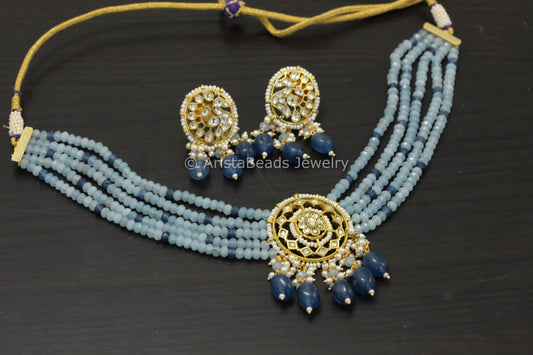 Blue Pachi Kundan Choker Set