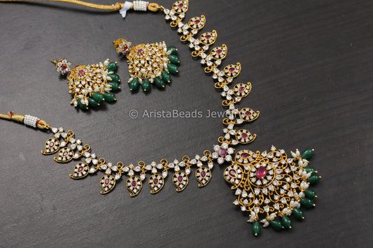 Real Diamond Look Alike CZ Necklace Set - Ruby