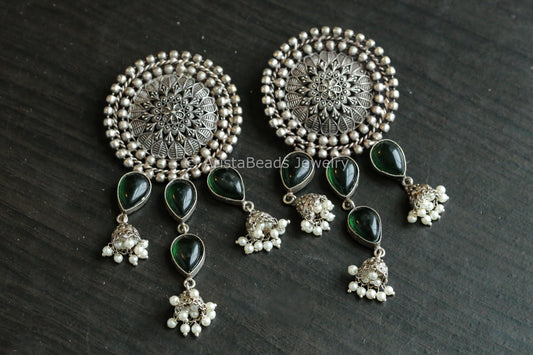 Extra Large Jhumka Earrings - Green
