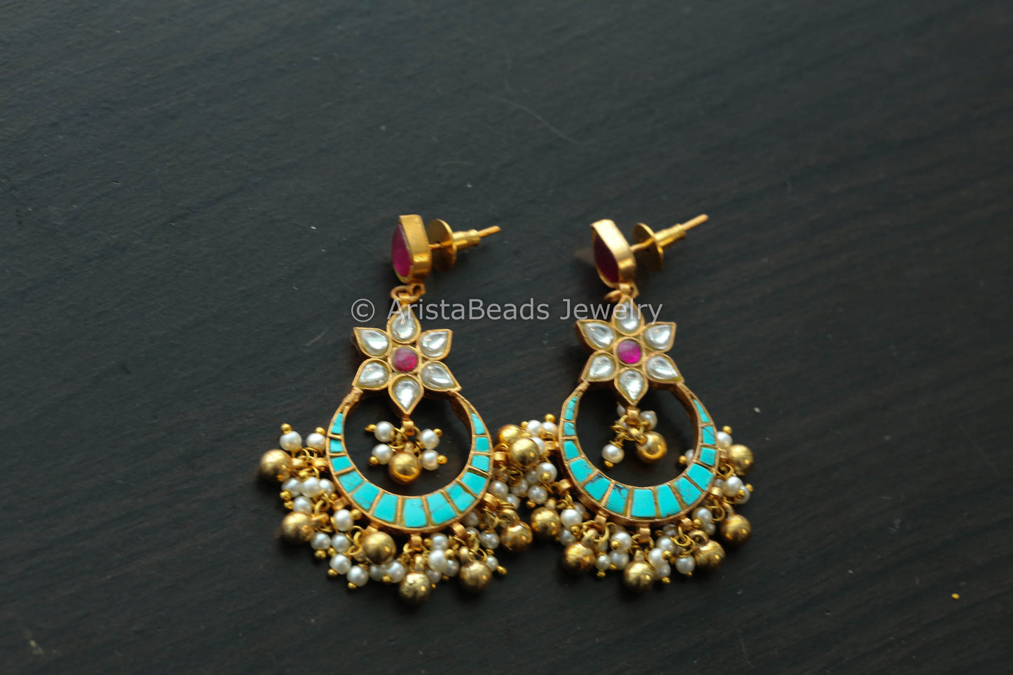 Jadau Turquoise Chandbaali