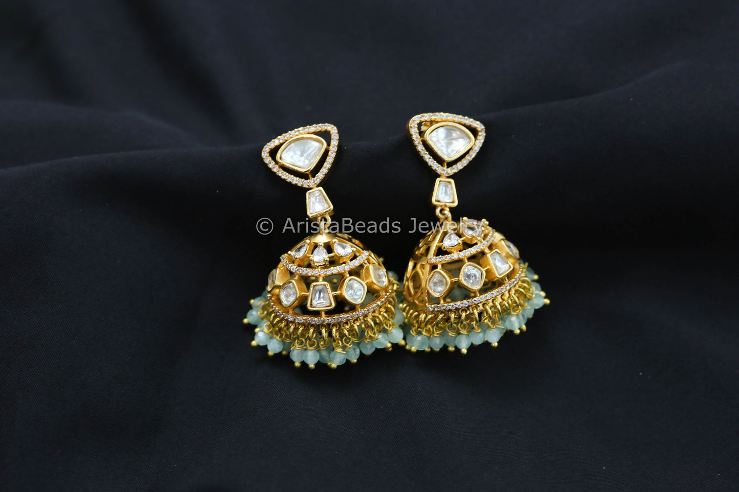 Moissanite Look Polki Jhumka