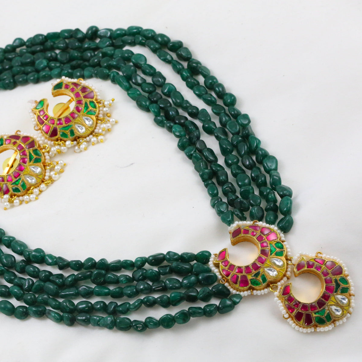 One Of A Kind Jadau Kundan Necklace Set - Multi