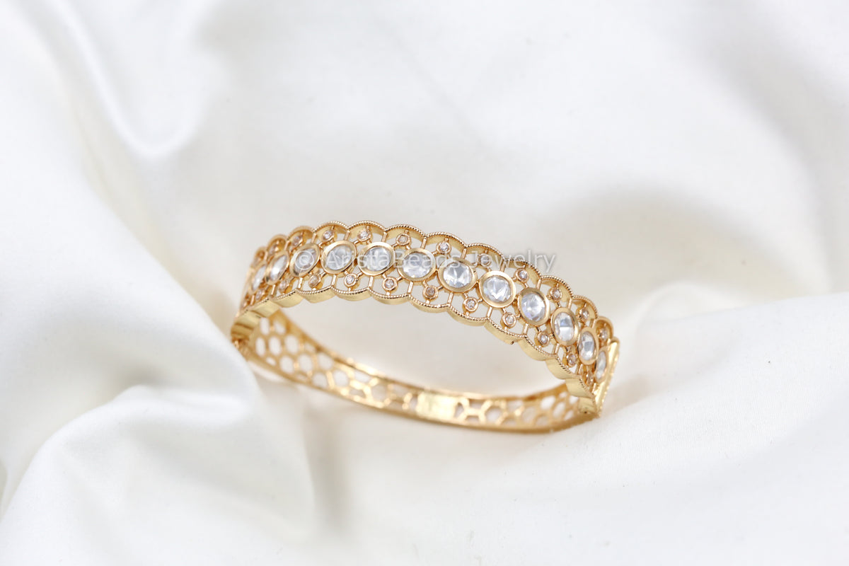 Premium CZ & Moissanite Polki Bracelet (Openable)