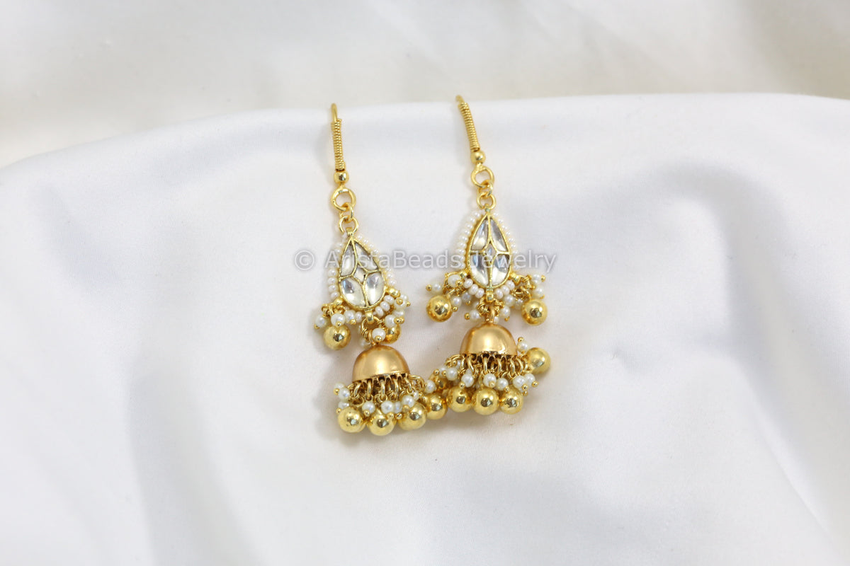 Pachi Kundan Hook Jhumka