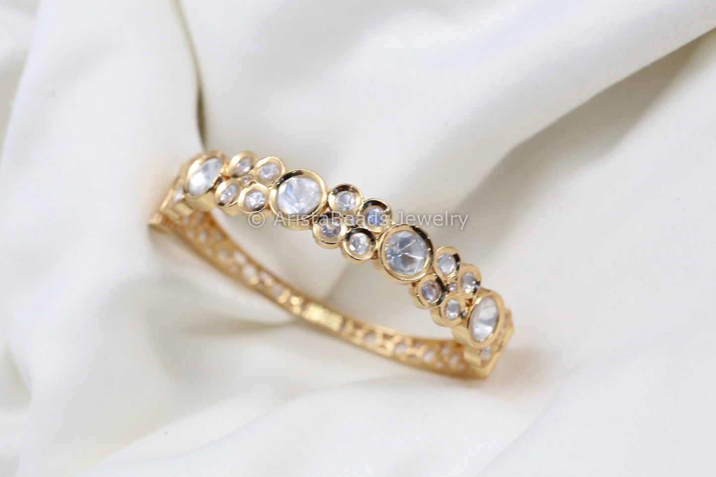 Round Clear Uncut Polki Bracelet (Openable)